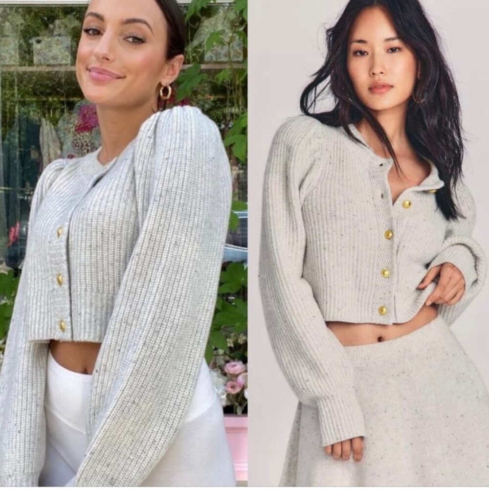 LoveShackFanck Robinson Cashmere Cropped Cardigan Sweater Cookies Cream